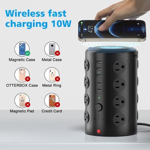 Flat Plug Surge Protector Power Strip, TESSAN 5 ft Extension Cord with 4 Outlets and 3 USB Ports, Indoor Desk Charging Station, 900J Surge Protector for Travel, Office, School, Dor