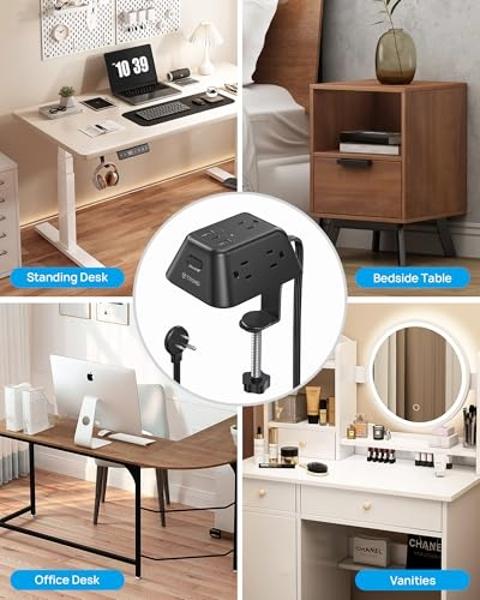 TROND Surge Protector Power Strip with USB, Ultra Thin Flat Plug 3ft Extension Cord 1625W, 3 USB A & 1 Type C, 4 AC Outlets 1440J Surge Protection, ETL Listed, Wall Mount for Home 