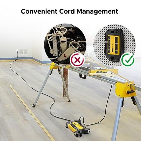 CRST 10-Outlets Heavy Duty Power Strip Metal Surge Protector with 15 Amps, 15-Foot Power Cord 2800 Joules for Garden, Kitchen, Office, School, ETL Listed(3165047) (10-Outlet, Yello