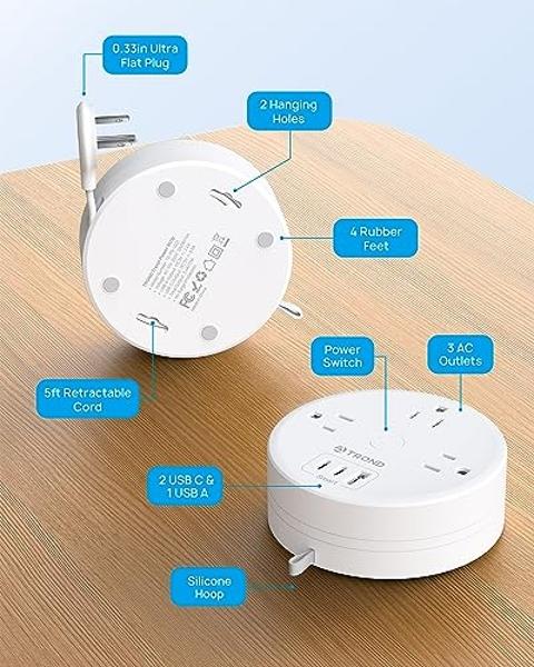 Outlet Extender Surge Protector - 6 Outlet Splitter with 4 USB Ports (2 USB C), Multiple Plug Expander Wall Charger, 3 Sided Multi Plug Wall Adapter Power Strip for Home Office Kit