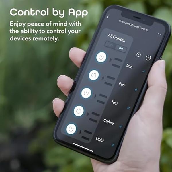Geeni Surge Ultra Smart Surge Protector – 8 Outlet Power Strip with 6 Smart + 2 Always-On, 1200 Joules, Remote Control, Alexa & Google Assistant Compatible