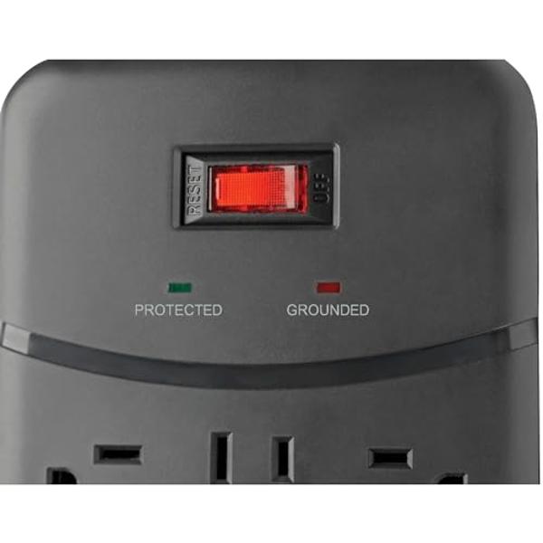 Tripp Lite TLP128TTUSBB 12 Outlet Surge Protector Power Strip, 2 USB Charging Ports, Tel/Modem/Coax Protection, 8ft Cord Right Angle Plug, Black, Lifetime Insurance & $150K Insuran