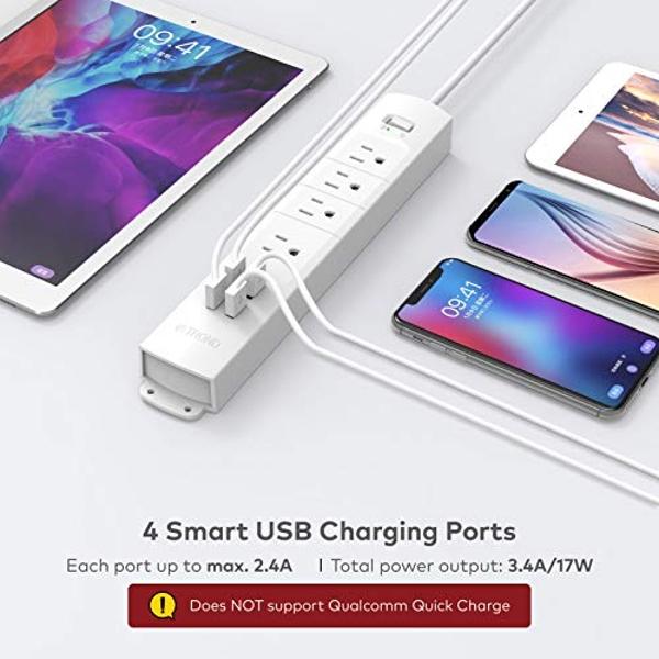 Pink Power Strip, NTONPOWER Surge Protector Power Strip 5FT Flat Extension Cord, 9 Outlets 3 USB Ports(1 USB C), Wall Mount, 1080J, Multiple Outlets for Home Office, Vanity Desk, N