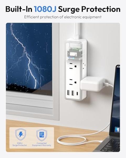GravaStar Power Strip for Alpha65 65W Charger and Delta35 35W Charger, 5 ft Extension Cord Flat Plug Surge Protector, Indoor Desk Charging Station for Home Office Dorm