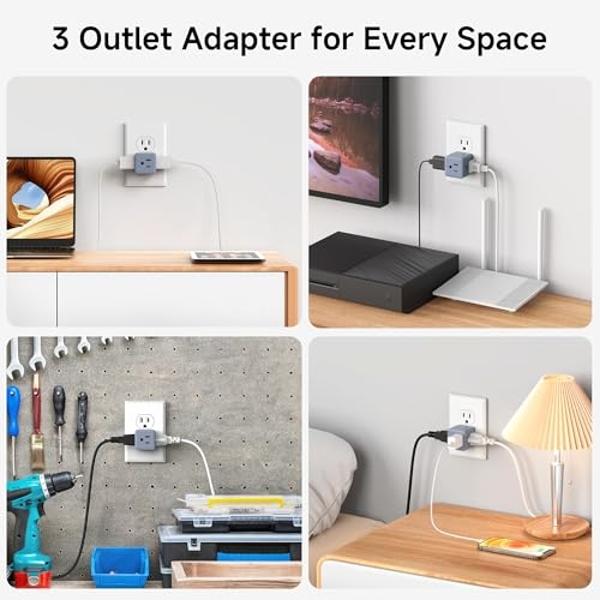 BN-LINK 6-Outlet Power Strip Surge Protector 1-Pack, 4-Foot Extension Cord, 600 Joules, Twist-to-Close Safety Covers, 90 Degree Flat Plug, Overload Protection, White