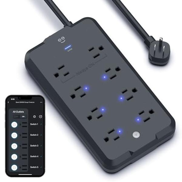 Geeni Surge Ultra Smart Surge Protector – 8 Outlet Power Strip with 6 Smart + 2 Always-On, 1200 Joules, Remote Control, Alexa & Google Assistant Compatible