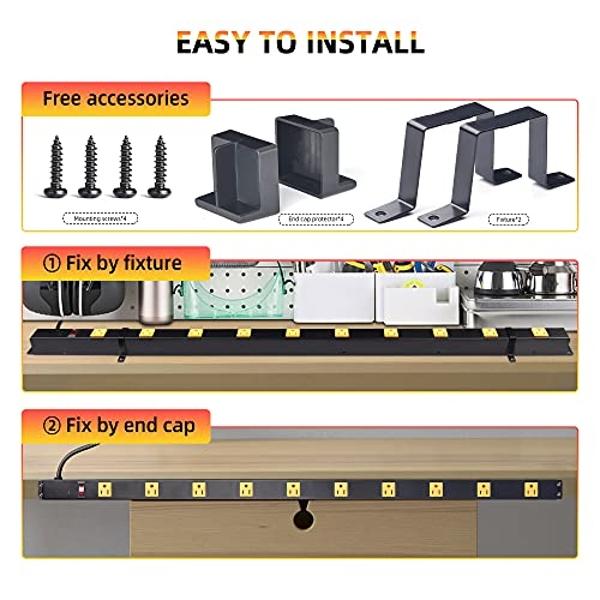 10-Outlet Heavy Duty Power Strip Surge Protector Metal Long Extension Cord 6-Foot, SGS Certified,Black(1000J)…