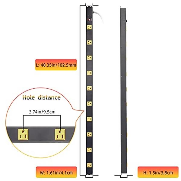 10-Outlet Heavy Duty Power Strip Surge Protector Metal Long Extension Cord 6-Foot, SGS Certified,Black(1000J)…