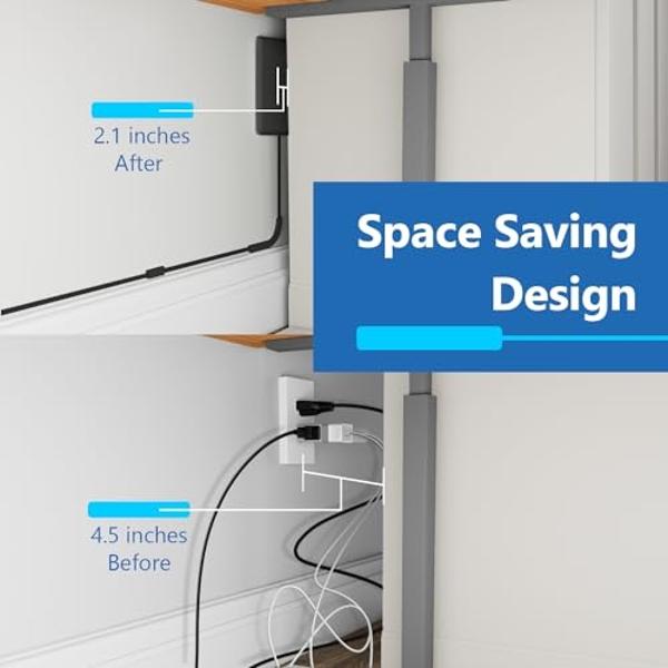20FT Surge Protector Power Strip Extension Cord with USB C, Asamoom Flat Plug Power Strip with Long Cord, 8 Outlets and 3 USB-A & 1 USB-C Port,1700J for Wall Mount Desk White