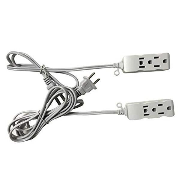 Multi Plug Extender Box 3 Outlet Power Strip,Flat pins Socket,3FT,6Ft,9Ft,15Ft Bulb,TV Long Extension Cord, with 3rd Grounding Pin,White (2.7m/9Ft)