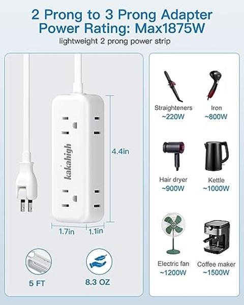 US to Japan Adapter, 1875W 2 Prong Extension Cord 5 FT with 180 Rotating Flat Plug, Type A Travel Adaptor for USA to Japanese Tokyo Canada Mexico Philippines Peru China Colombia