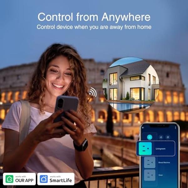 GHome Smart Power Strip with 3 USB Ports & 3 Smart Outlets Plugs That Work with Alexa & Google Home, WiFi Surge Protector, Flat Plug for Home Office Travel, 10A, White