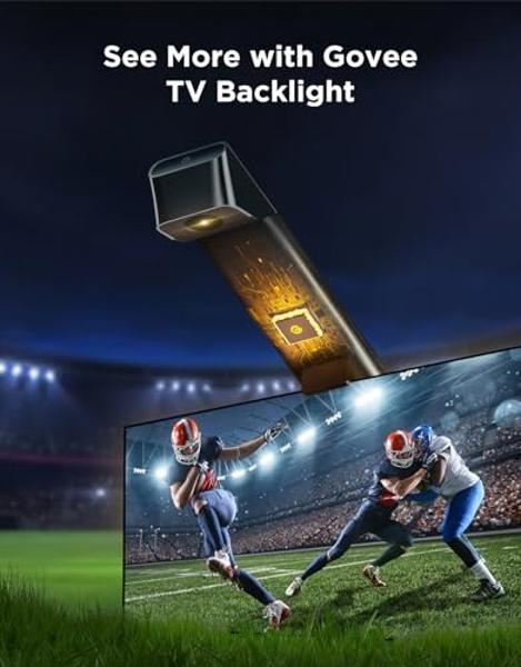 Govee TV Backlight 3 Lite with Fish-Eye Correction Function Sync to 55-65 Inch TVs, 11.8ft RGBICW Wi-Fi LED Strip Lights with Camera, 4 Colors in 1 Lamp Bead, Voice and APP Control