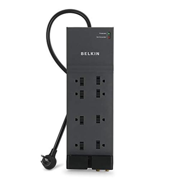 Belkin Surge Protector Power Strip, 8 AC Multiple Plug Outlet w/ 12ft Heavy-Duty Extension Cord, UL-listed Outlet Extender w/ Flat Plug for Home, Office, Computer Charging - 3,550 
