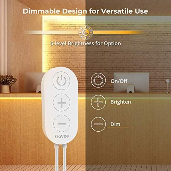 Govee Warm White LED Strip Lights, Bright 300 LEDs, 3000K Dimmable Light Strip 16.4ft with Control Box, LED Lights for Bedroom, Kitchen Cabinets, Living Room, ETL Listed Adapter In