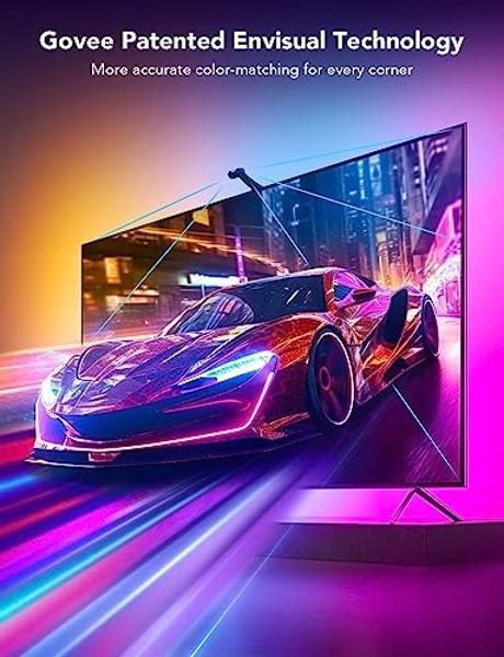 Govee Envisual TV LED Backlight T2 with Dual Cameras, 11.8ft RGBIC Wi-Fi LED Strip Lights for 55-65 inch TVs, Double Strip Light Beads, for Home Decorations, Smart App Control, Mus