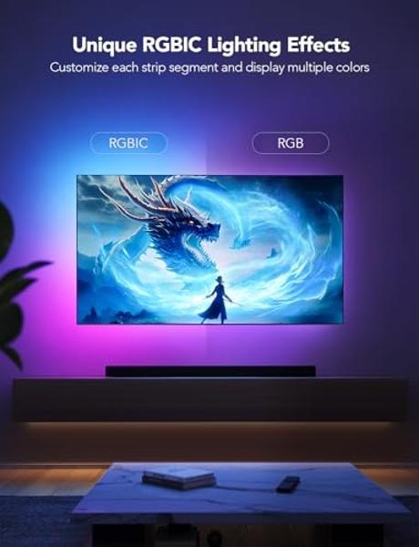Govee TV LED Backlight Strip, RGBIC Smart LED Backlight for 40-50inch TVs, Music Sync, Wi-Fi Bluetooth & App Control, Works with Alexa & Google Assistant, 77 Scene Modes, Adapter