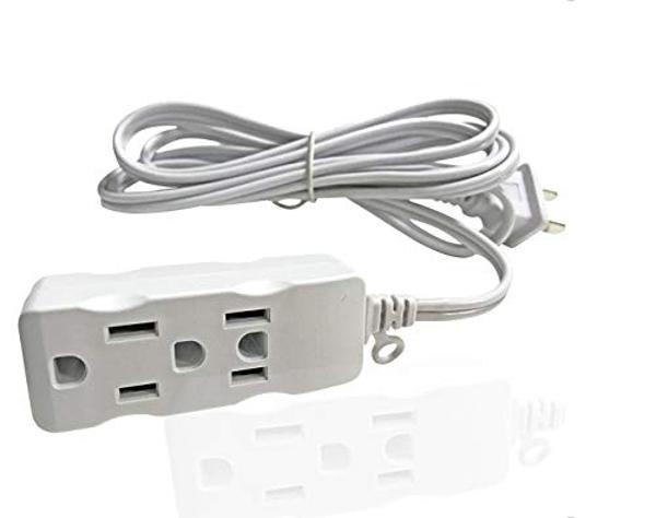 Multi Plug Extender Box 3 Outlet Power Strip,Flat pins Socket,3FT,6Ft,9Ft,15Ft Bulb,TV Long Extension Cord, with 3rd Grounding Pin,White (2.7m/9Ft)