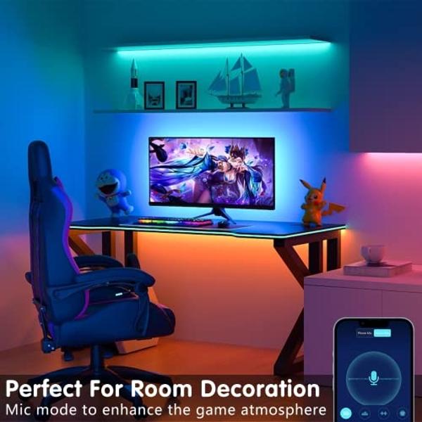 Keepsmile 100ft Led Strip Lights (2 Rolls of 50ft) Bluetooth Smart App Control Music Sync Color Changing RGB Led Light Strip with Remote,Led Lights for Bedroom Room Home Decor Part