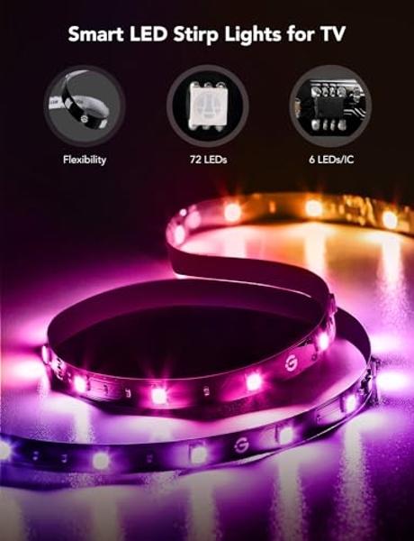 Govee TV LED Backlight Strip, RGBIC Smart LED Backlight for 40-50inch TVs, Music Sync, Wi-Fi Bluetooth & App Control, Works with Alexa & Google Assistant, 77 Scene Modes, Adapter