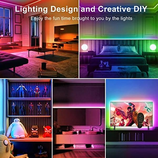 QZYL Led Lights for Bedroom,49.2 Feet Led Strip Lights,Music Sync Color Changing Flexible Rope Lights with Remote App Control Luces Led Strips Lights for Party Home Decoration