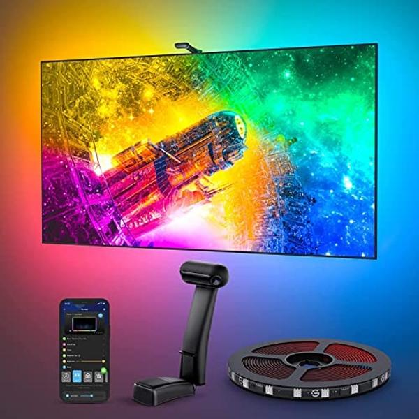 Govee Envisual TV LED Backlight T2 with Dual Cameras, 11.8ft RGBIC Wi-Fi LED Strip Lights for 55-65 inch TVs, Double Strip Light Beads, for Home Decorations, Smart App Control, Mus