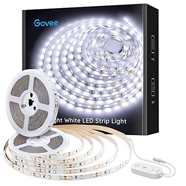 Govee 32.8ft White LED Strip Lights, 6500K Dimmable LED Light Strip with Control Box, Bright 600 LEDs, Daylight White Lights for Mirror, Under Cabinet, Living Room, Study, Wardrobe