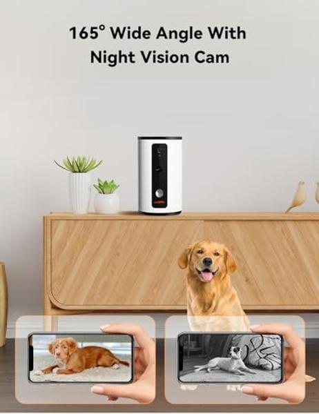 WOPET Dog Camera D01 Plus: 5G WiFi Pet Camera with Treat Tossing, 1080P HD with Night Vision for Pet Viewing, Two Way Audio Communication Designed for Dogs and Cats, Monitor Your P