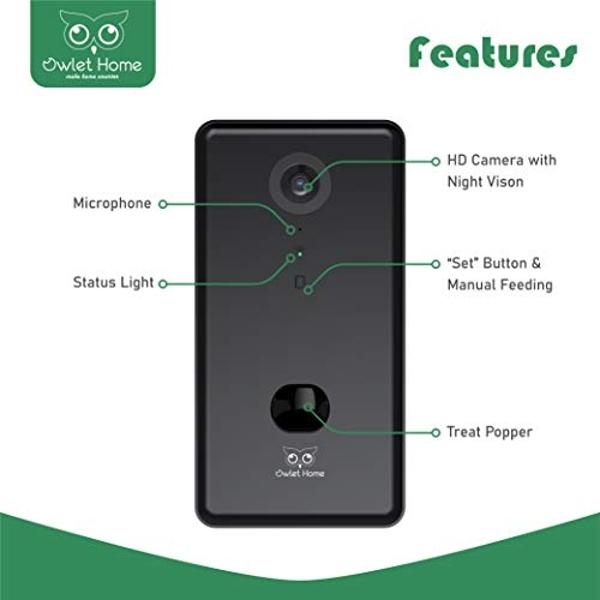 Owlet Home Pet Camera with Treat Dispenser/Tossing for Dogs/Cats, Smart Dog/Cat Camera, Free App, 2.4G & 5G WiFi, 1080P HD Live Video, Auto Night Vision, 2-Way Audio, Motion Alert,