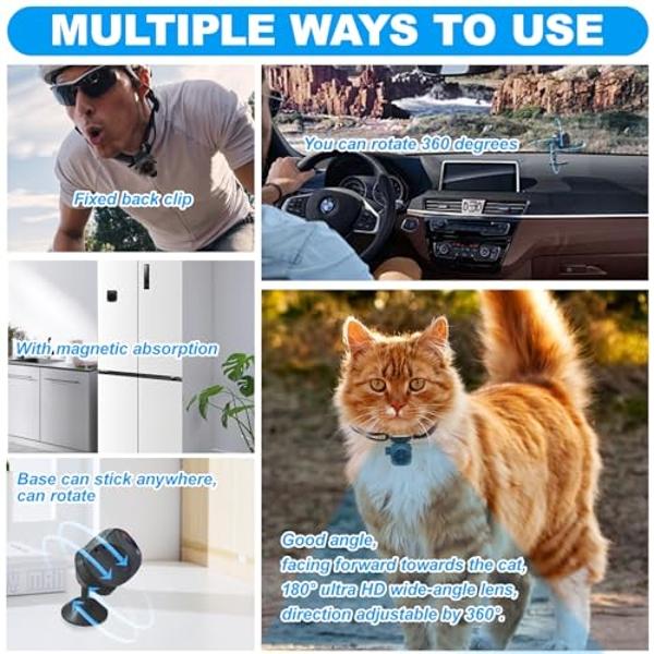 Pet Collar Camera & Cat Collar Camera with 64gb Sd Card,Spy Camera Hidden Camera ,Dog Tracker Collar,Motion Detection Records 1080p Video & Infrared Night Vision Functionality for 