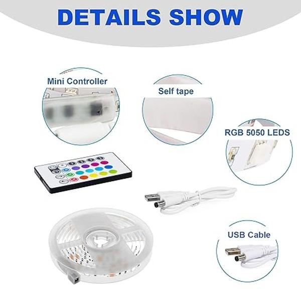 PANGTON VILLA Led Strip Lights 8.2ft for 40-60in TV, USB LED TV Backlight Kit with Remote - 16 Color 5050 LEDs Bias Lighting for HDTV