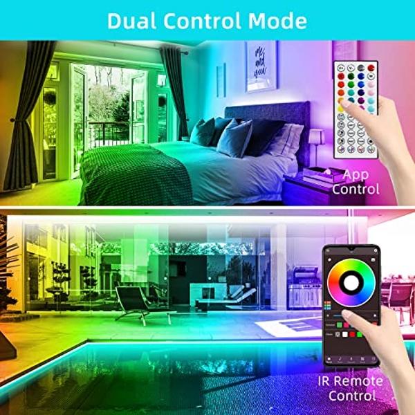 130Ft Led Strip Lights (2 Rolls of 65ft), Music Strip Lights RGB Color Changing,APP Control Strip Lights for Bedroom, Living Room, Party Decorationcontrol Strip Lights (Multi-Color