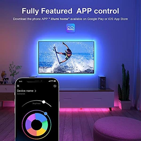 Nexillumi LED Lights for TV, 16.4 ft TV LED Backlight for 55-75 Inch, RGB LED Strip Lights Behind TV with APP Remote Control, Music Sync Smart Led Ambient Lighting for Bedroom Gami
