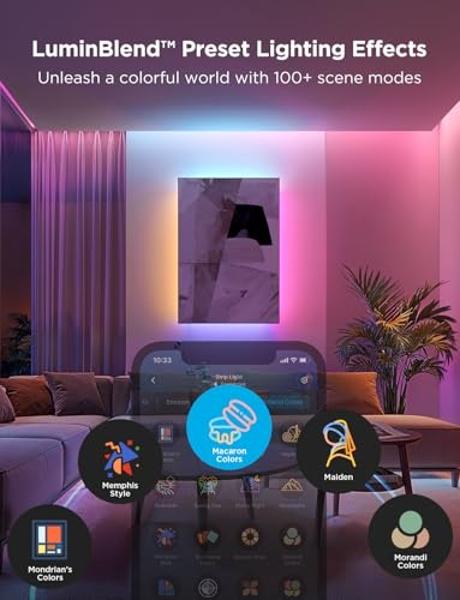 Govee Envisual TV LED Backlight T2 with Dual Cameras, 11.8ft RGBIC Wi-Fi LED Strip Lights for 55-65 inch TVs, Double Strip Light Beads, for Home Decorations, Smart App Control, Mus