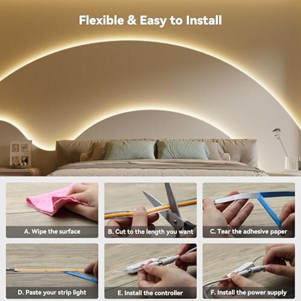 HEDYNSHINE 150ft LED Strip Lights,RGB Color Changing by 40key Remote and Phone, LED Strip Lights Music Sync,Smart LED Strip Lights for Bedroom 150feet