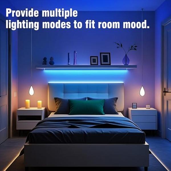 VOLIVO 100ft RGB Led Strip Lights, Color Changing Led Light Strips Kit with 24 Keys IR Remote Control, Music Sync Lighting for Bedroom, Room, Home