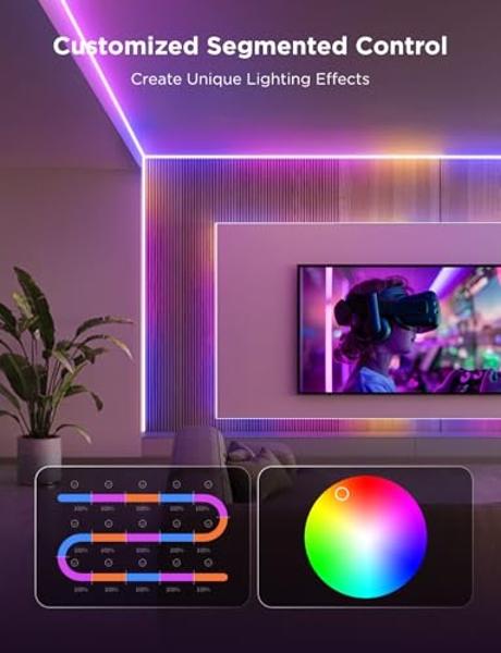 Govee Envisual TV LED Backlight T2 with Dual Cameras, 11.8ft RGBIC Wi-Fi LED Strip Lights for 55-65 inch TVs, Double Strip Light Beads, for Home Decorations, Smart App Control, Mus
