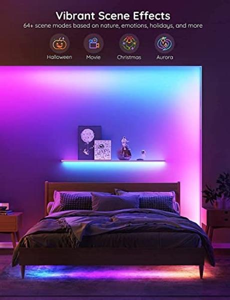 Govee Smart RGBIC LED Strip Lights 65.6ft, Alexa LED Light Strip Work with Google Assistant, Music Sync, DIY Multiple Colors on One Line, WiFi Color Changing Lights for Bedroom, Li