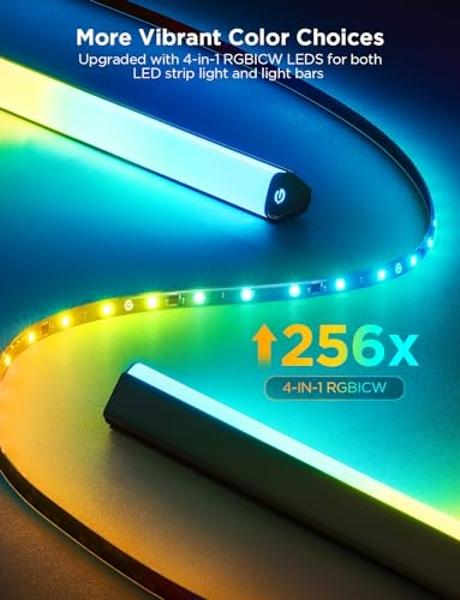 Govee TV Backlight 3 Lite Kit, 11.8ft RGBICW Wi-Fi TV LED Strip Lights for 55-65in TVs with Camera and 15 Inches Smart Light Bars with 4-in-1 Light Beads - Works with Alexa & Googl