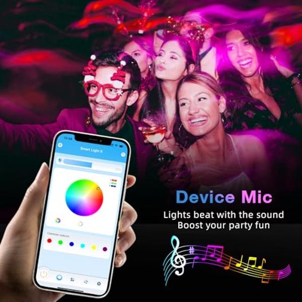 TJOY 50ft Bluetooth LED Strip Lights, Music Sync 5050 LED Light Strip RGB Color Changing LED Lights Strip with Phone Remote, LED Lights for Bedroom Kitchen TV Party TIKTOK DIY (APP