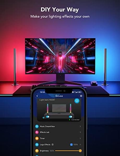 Govee RGBIC Gaming Light Bars H6047 with Smart Controller, Wi-Fi Smart LED Gaming Lights with Music Modes and 60+ Scene Modes Built, Works with Alexa & Google Assistant, Game Room 