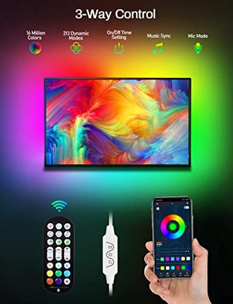 MATICOD LED Lights for TV Led Backlight, 13.1ft RGB Led Strip Lights for TV Lights Behind, USB Led Light Strip for 45-60in TV, Bluetooth APP Control Music Sync Strip Lighting for C