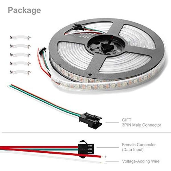 GUOTONG Warm White LED Strip Lights, Waterproof cuttable 300 SMD 2835 LED Tape, 6000K 16.4ft/5m 12V Flexible Ribbon, Kitchen Cabinet Lighting, Hotel, Club, Bar（No Power Supply
