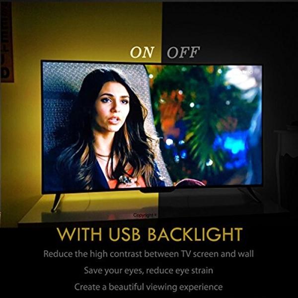 CPLID USB TV Backlight LED Strip Lights Kit for 24 to 60 inches Smart TV Sony LG Monitor, HDTV Wall Mount Stand Work Space Gaming Room Decor, LED Bias Ambient Mood Lighting