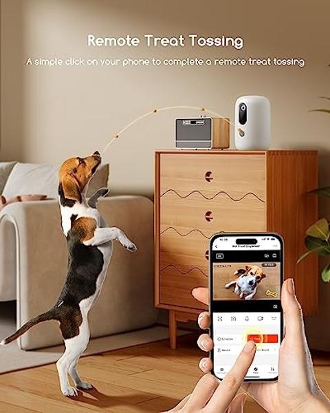 faroro 2K Pet Camera with Treat Dispenser, 5G WiFi Dog Camera with Speaker, Phone App, 2-Way Audio, Night Vision, Motion Alerts for Treat Tossing and Monitoring Your Pet Remotely