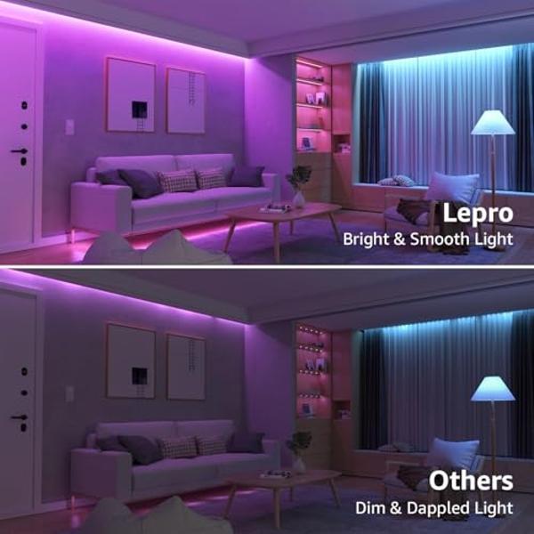 Lepro RGB LED Strip Lights, Christmas Decor, 16.4ft Flexible LED Light Strip, 5050 SMD LED, Color Changing Rope Light with Remote Controller and 24V Power Supply for TV Backlight, 