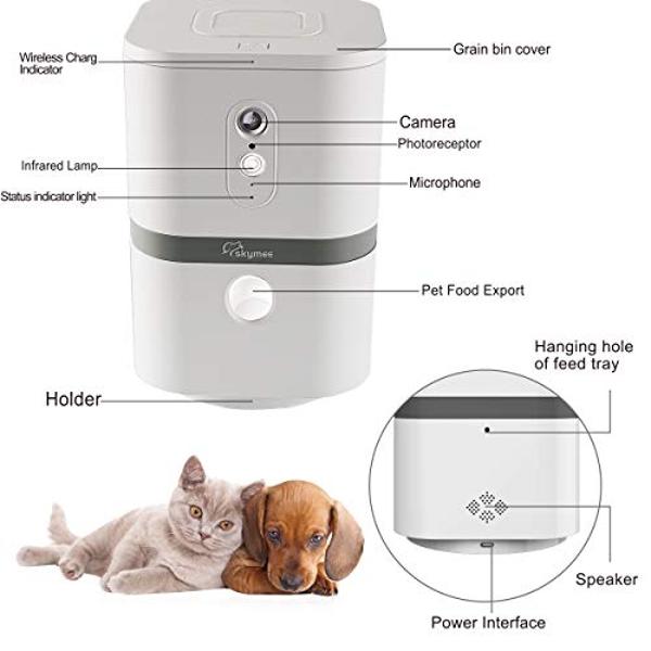 SKYMEE Petalk AI II Dog Camera Automatic Treat Dispenser, WiFi Full HD Pet Camera with 180° Pan Full-Room View,Night Vision,Two Way Audio for Dogs and Cats,Compatible with Alexa (2