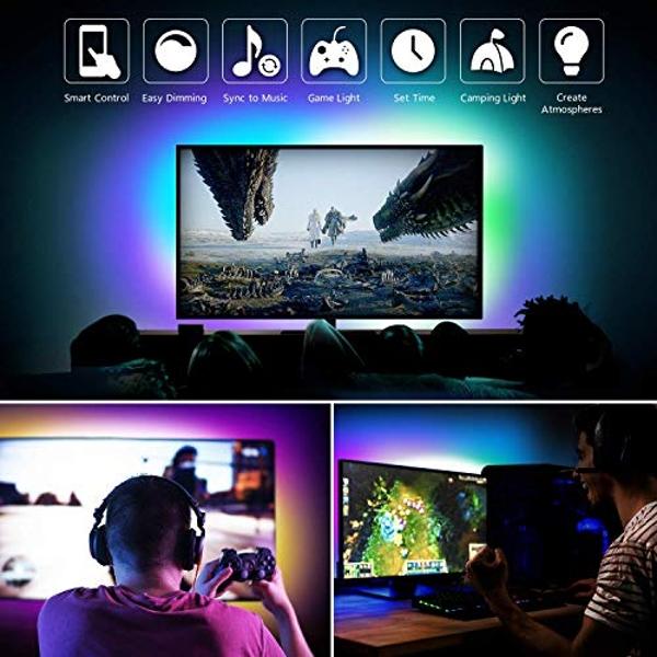 Nexillumi LED Lights for TV, 16.4 ft TV LED Backlight for 55-75 Inch, RGB LED Strip Lights Behind TV with APP Remote Control, Music Sync Smart Led Ambient Lighting for Bedroom Gami
