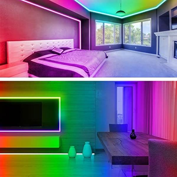 TJOY 50ft Bluetooth LED Strip Lights, Music Sync 5050 LED Light Strip RGB Color Changing LED Lights Strip with Phone Remote, LED Lights for Bedroom Kitchen TV Party TIKTOK DIY (APP