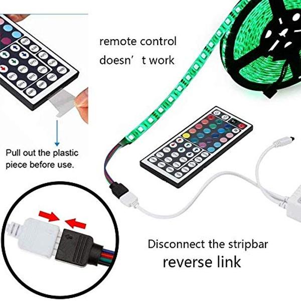 44 Key RGB LED Strip Light Remote Controller Wireless Dimmer IR Remote Control, for SMD 5050 3528 2835 RGB LED Light Strip - 2 Pack